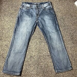 B.Tuff Western Jeans Men Steel Bootcut Relaxed Wash 36x30 Fit 36x28 Thick Stitch